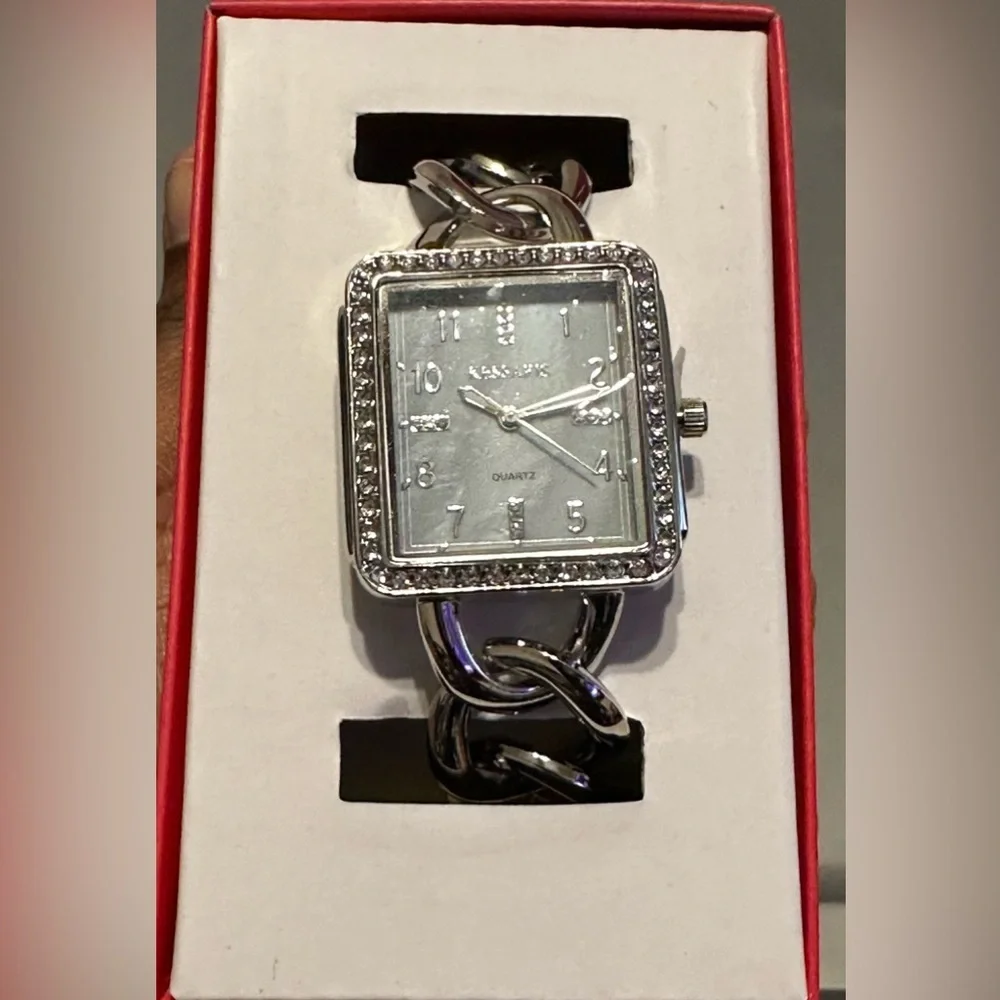 Kessaris rhinestone watch unisex with metal band 7 inches 1 1/4
